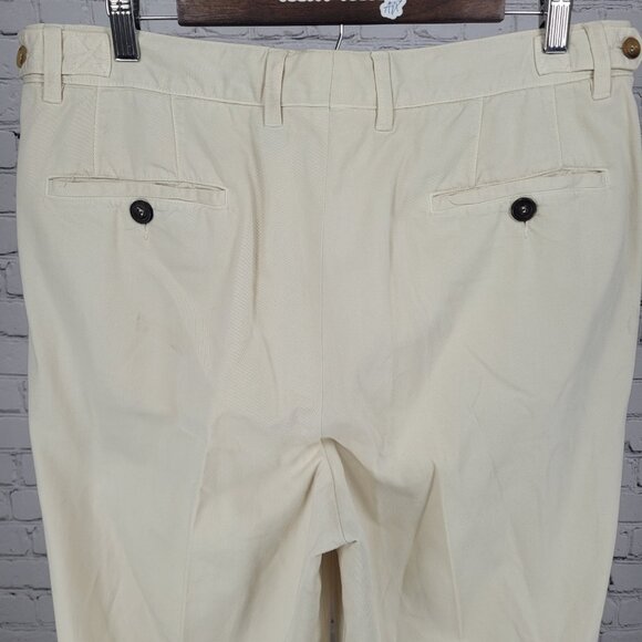 VTG Ermenegildo Zegna Ivory Cotton Pleated Chino Pants Italy Size 54 XL (35x31) - Picture 6 of 14